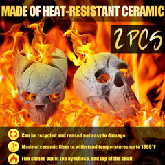 Colingmill skulls positioned in a backyard fire pit creating dramatic ambiance