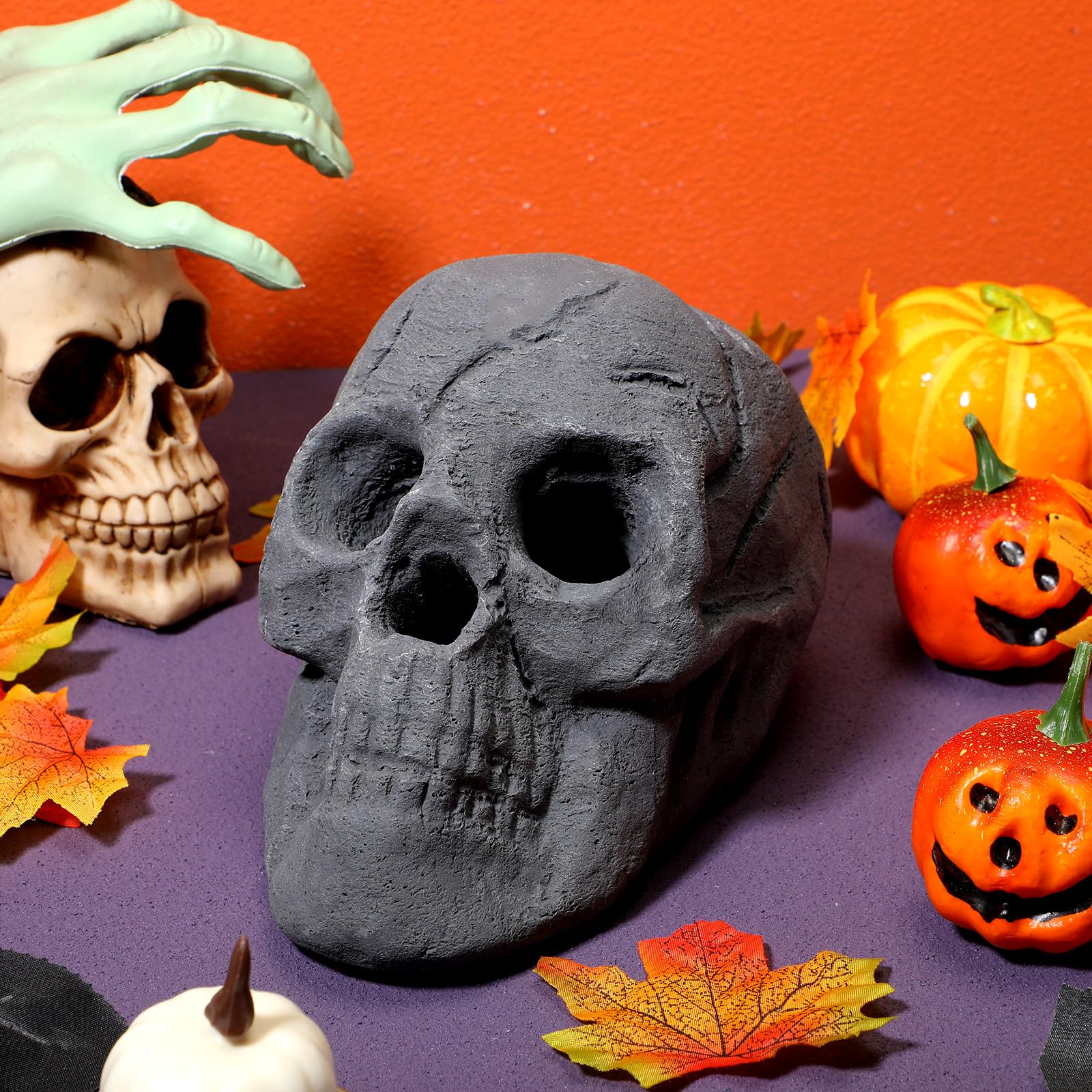Colingmill skull styled with pumpkins and lanterns showing seasonal decoration benefit