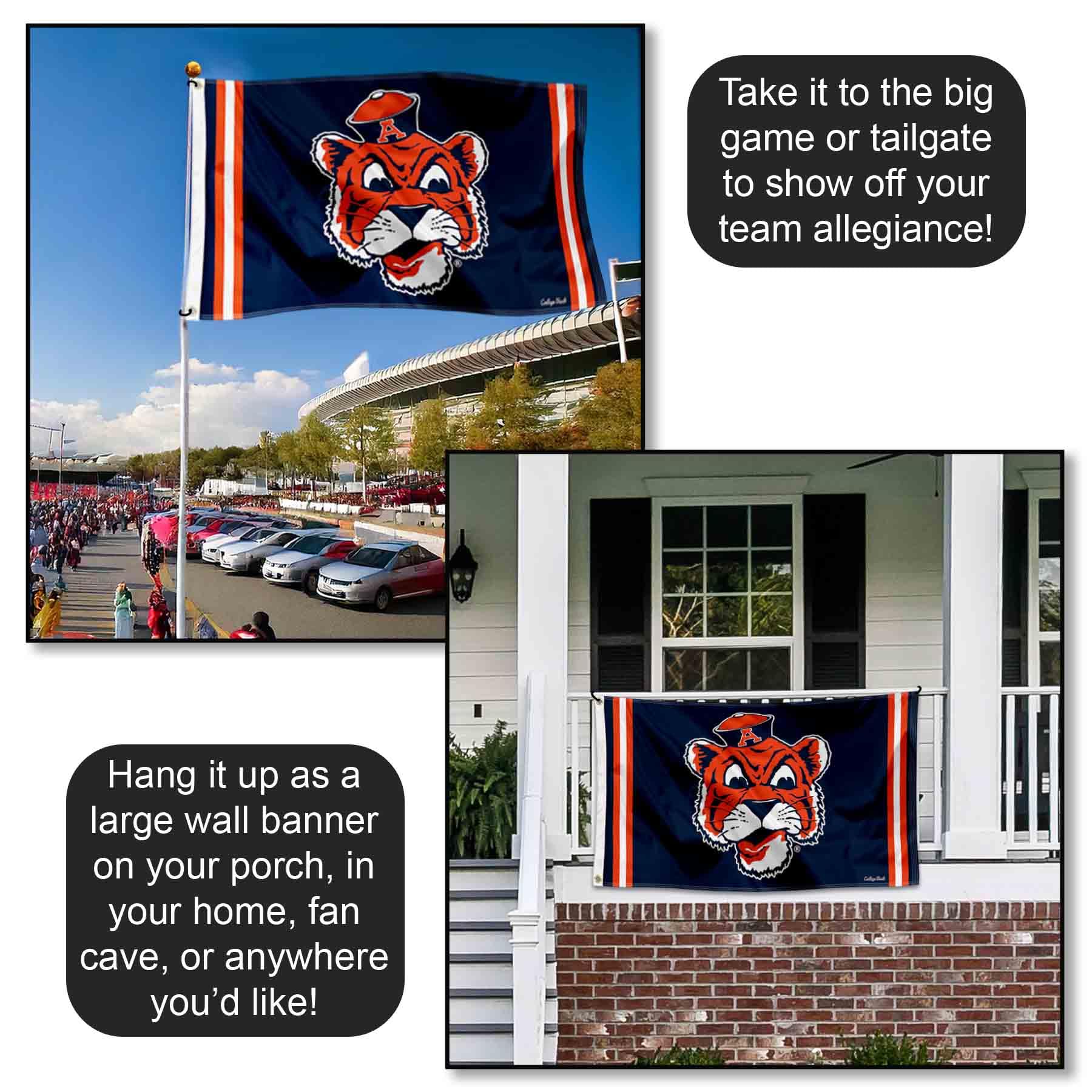 College Flags & Banners Co. flag mounted at tailgate for visible team support