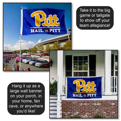 College Flags & Banners Co. flag flying on a pole demonstrating outdoor display benefit