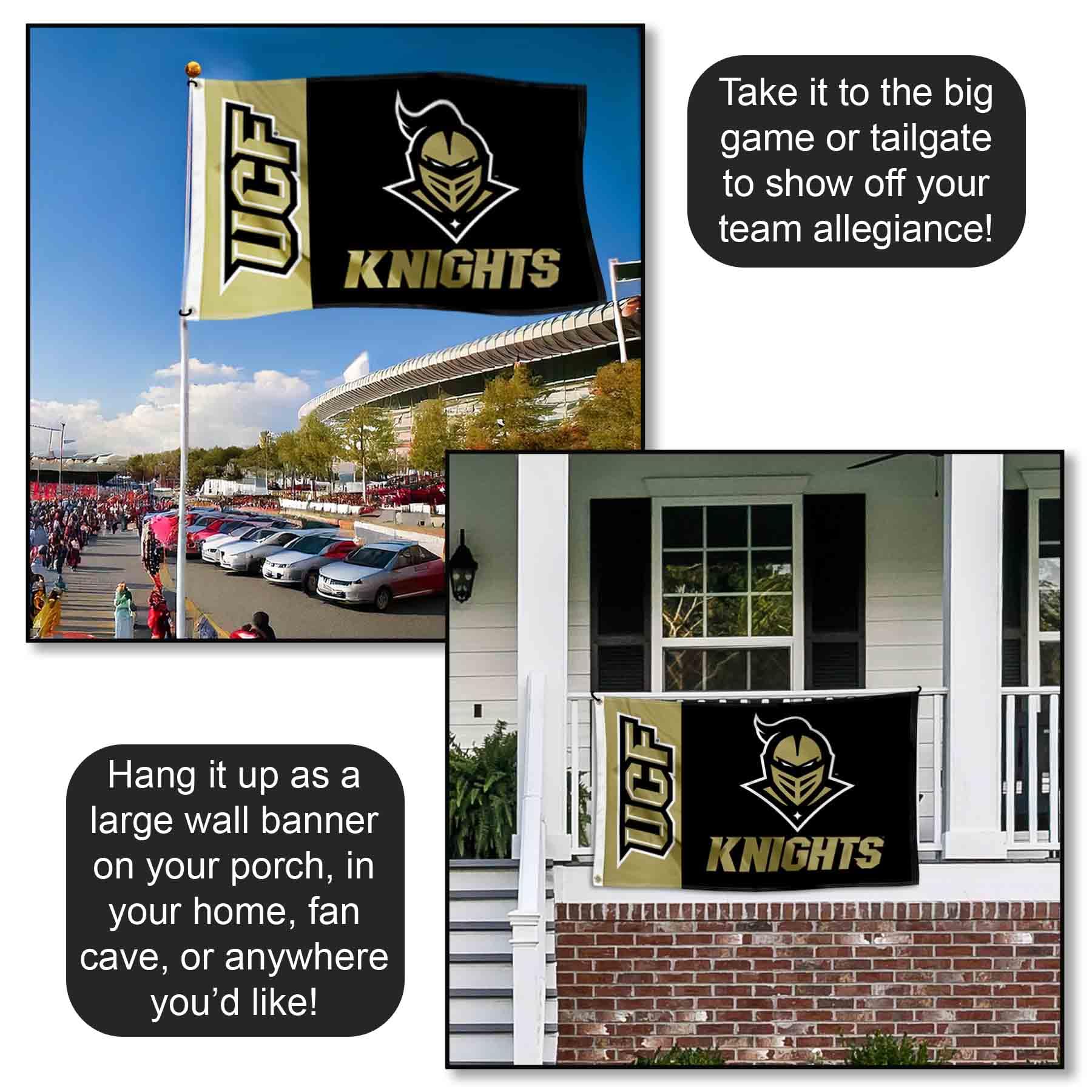College Flags & Banners Co. flag flying on pole showing outdoor visibility benefit