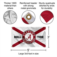 College Flags & Banners Co. close-up of 150d polyester texture, highlights durability and weather resistance
