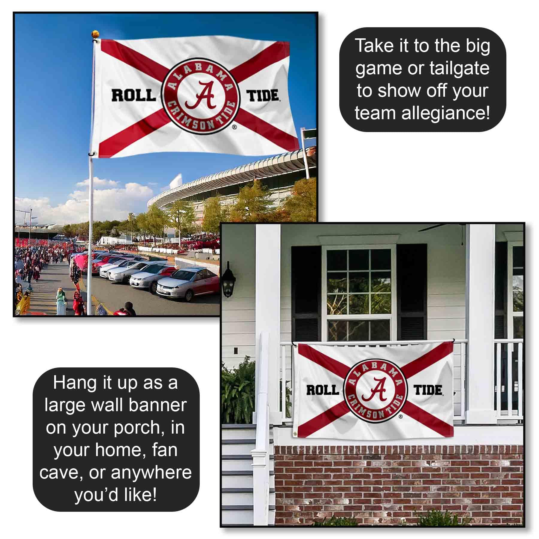 College Flags & Banners Co. flag displayed at tailgate, creates strong game-day team presence