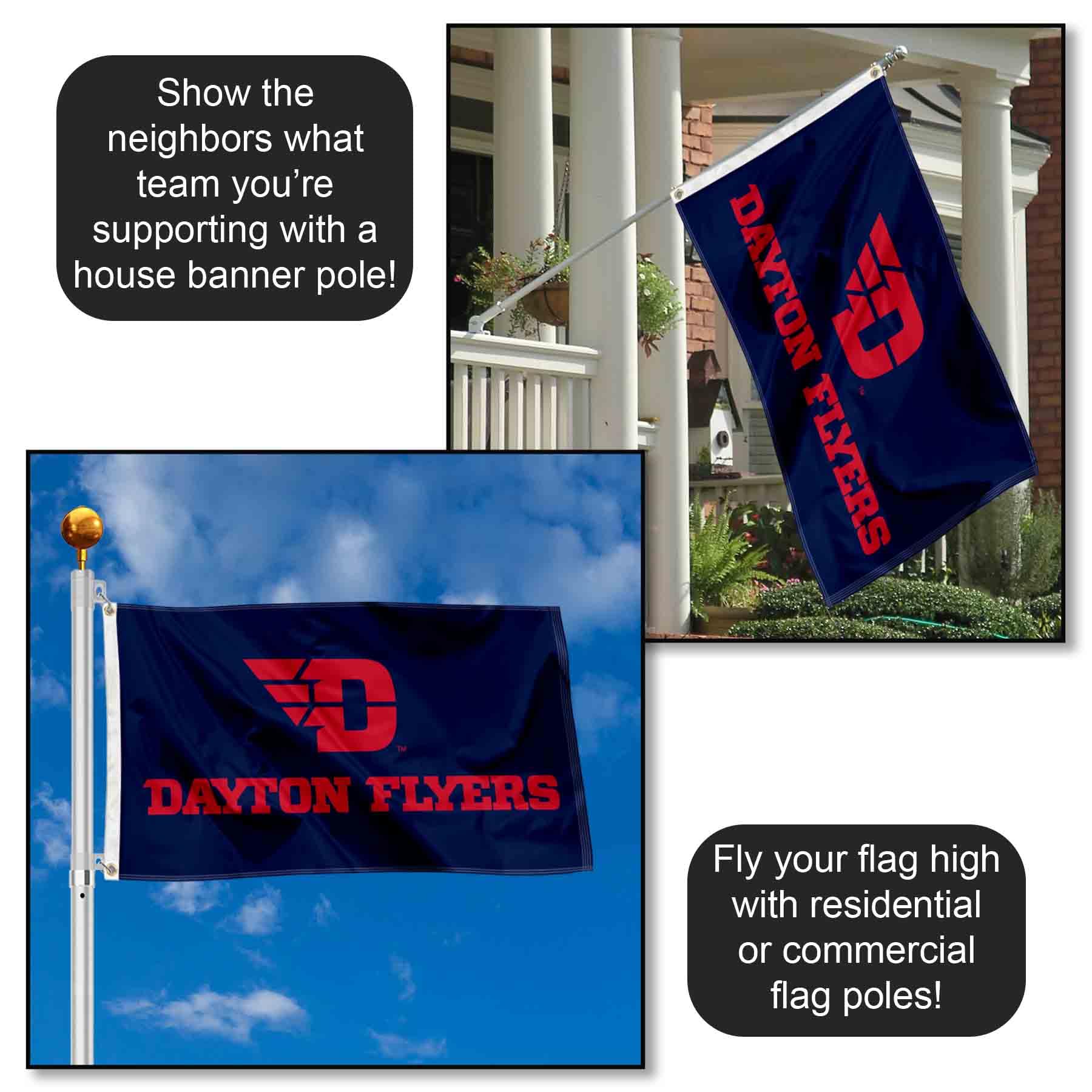 College Flags & Banners Co. quadruple-stitched fly end close-up for reinforced durability