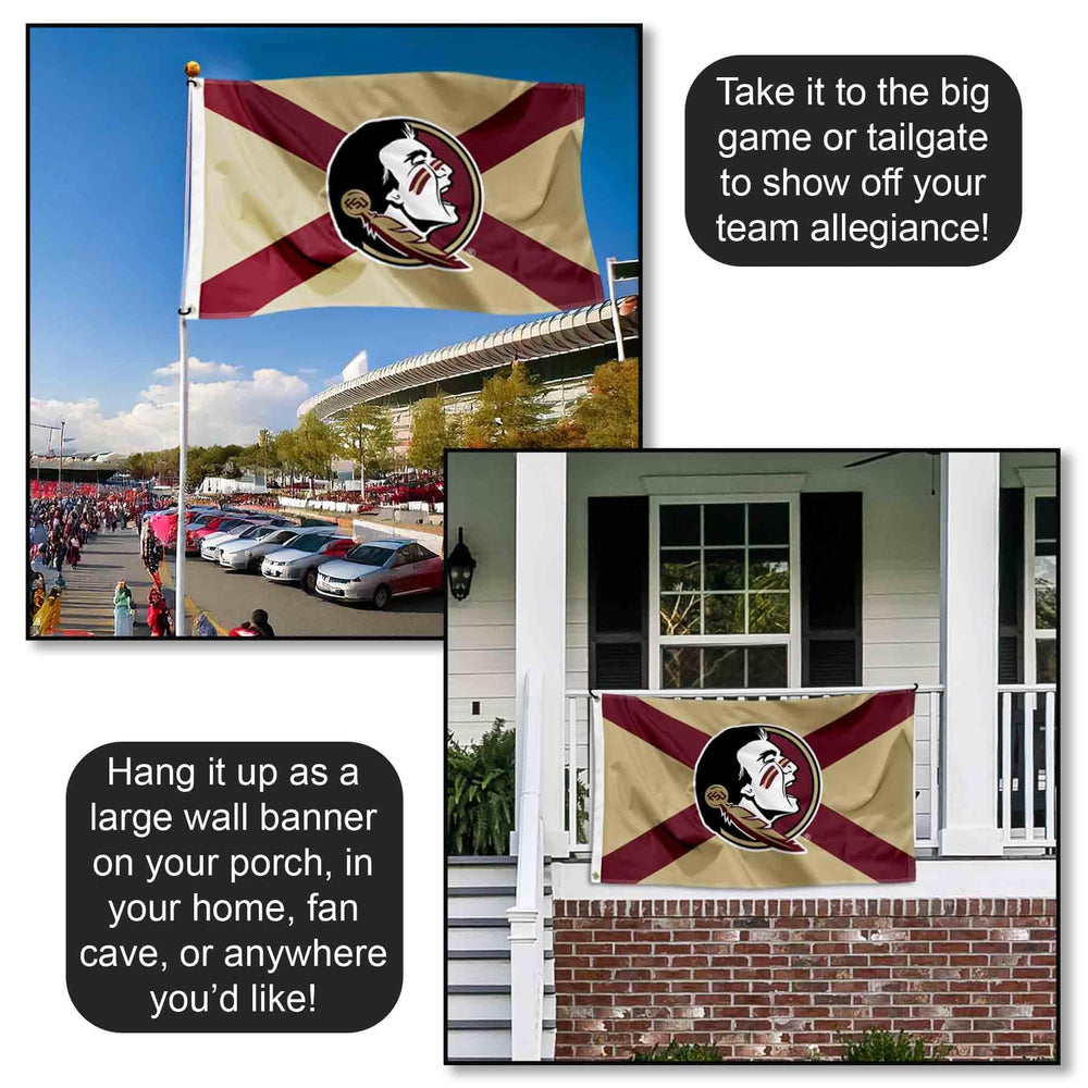 College Flags & Banners Co. flag flown at a tailgate offering visible game-day spirit