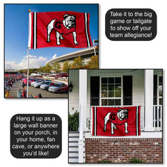 College Flags & Banners Co. reverse-image back view preserving visible Bulldogs logo