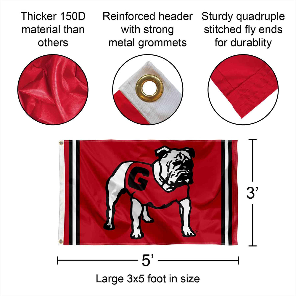 College Flags & Banners Co. close-up of quadruple stitching showing reinforced durability
