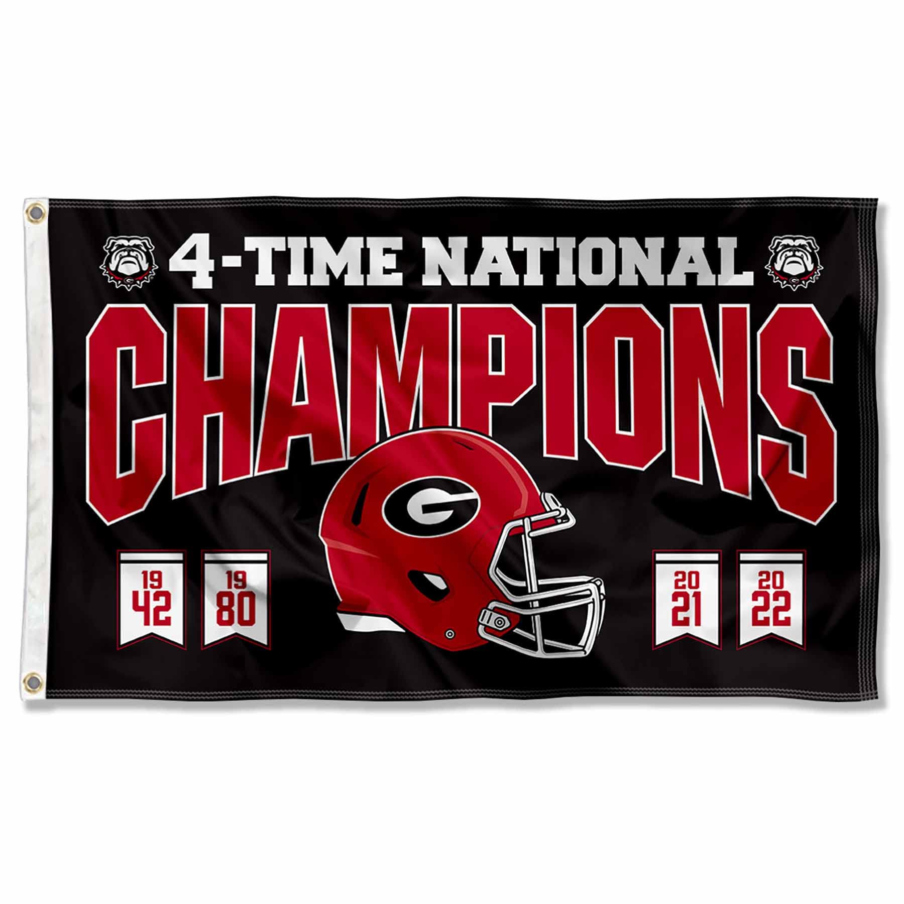 College Flags & Banners Co. Georgia Bulldogs front view showing bold championship design and pride