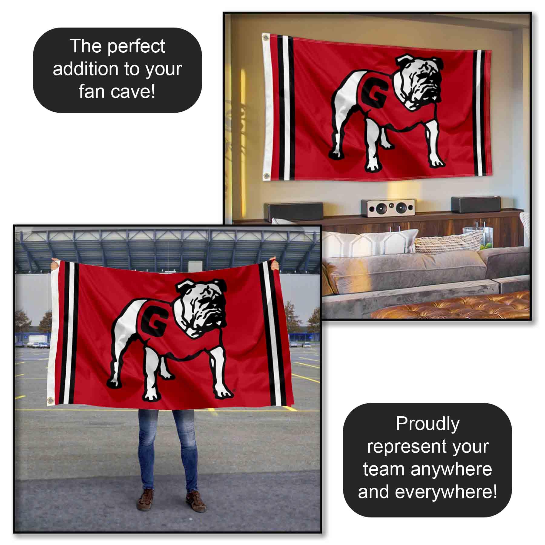 College Flags & Banners Co. flag flying on a tailgate pole adding spirited game-day presence