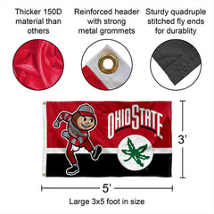 College Flags & Banners Co. close-up of quadruple-stitched flyends for reinforced durability