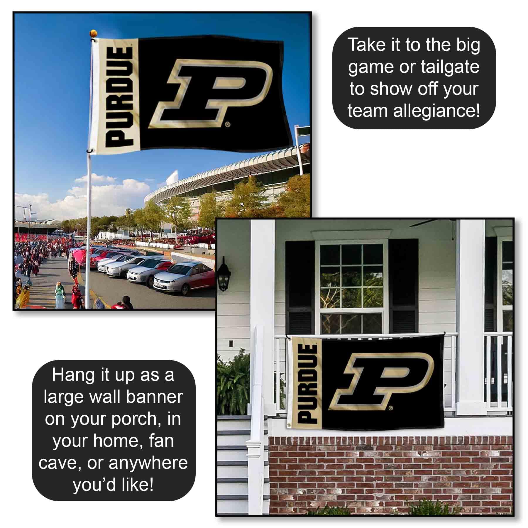 College Flags & Banners Co. Purdue flag in use at tailgate expressing team spirit