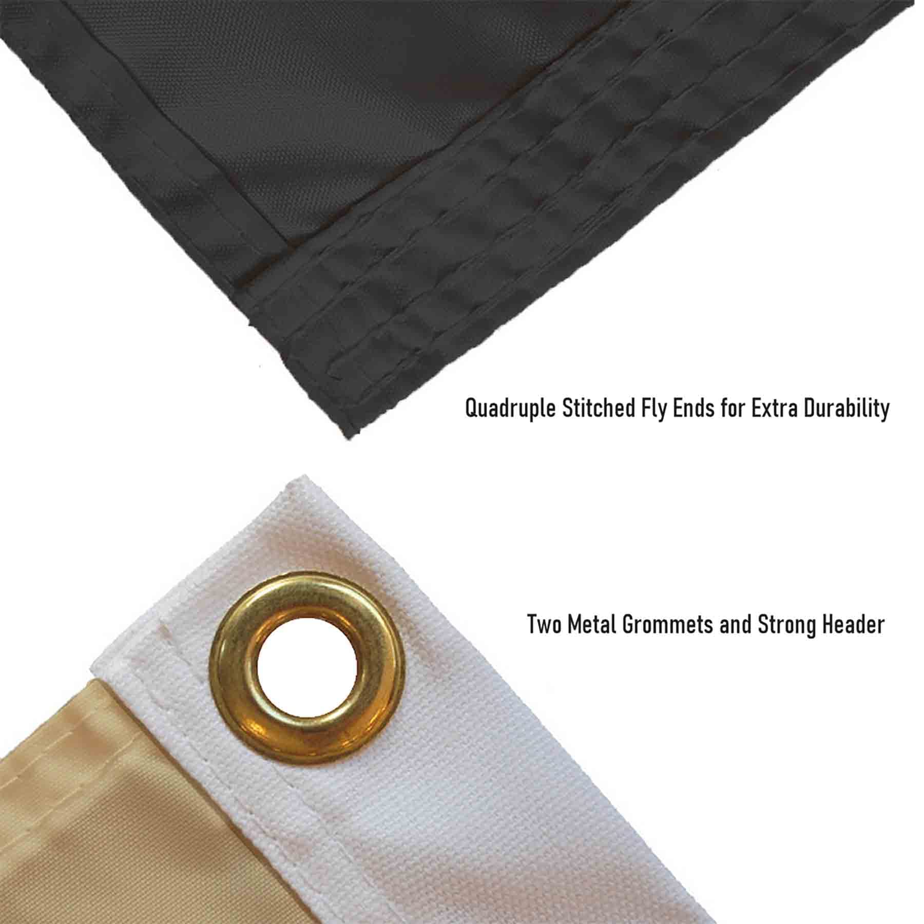 College Flags & Banners Co. Purdue flag next to ruler for 3x5 ft scale reference