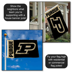 College Flags & Banners Co. Purdue flag close-up of quadruple stitching for durability