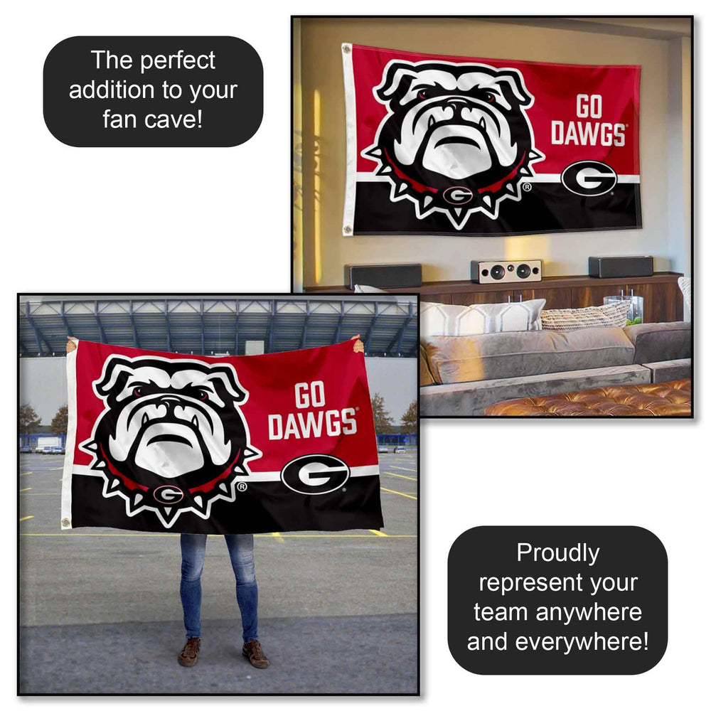 College Flags & Banners Co. reverse side view showing mirrored print and visibility from both sides
