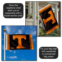 College Flags & Banners Co. reverse-side view showing logo visibility both sides for clear team branding