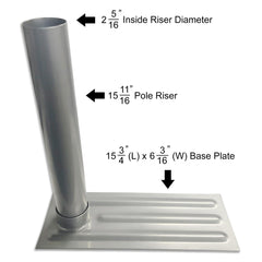 College Flags & Banners Co. base plate detail illustrating durable aluminum construction