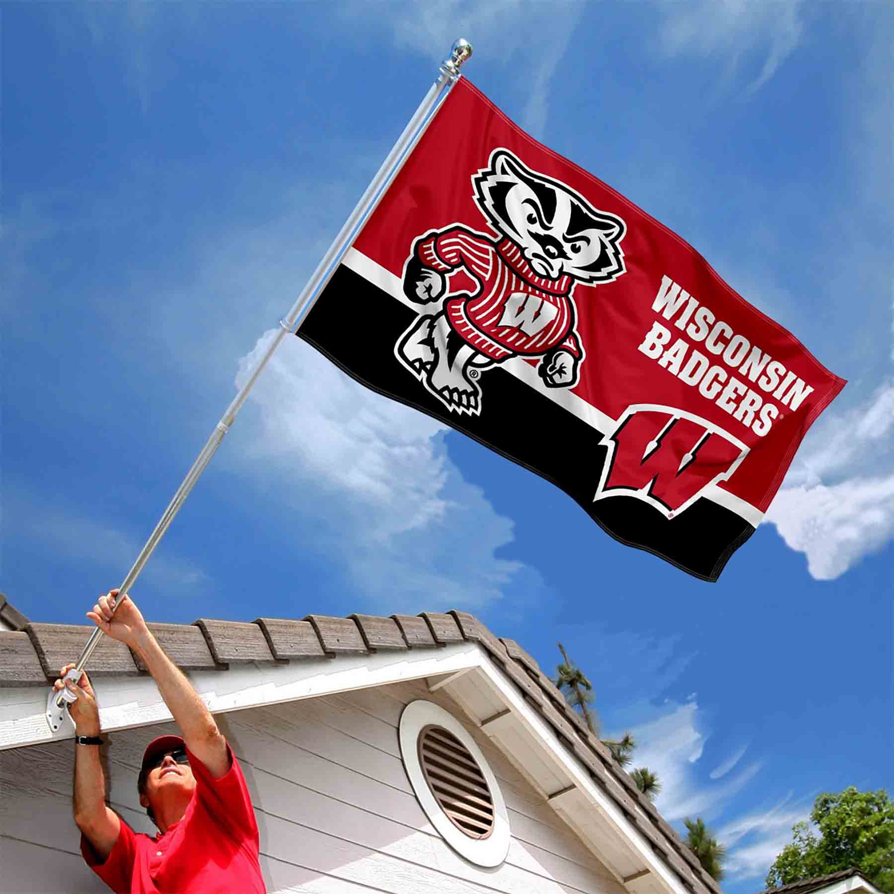 College Flags & Banners Co. close-up of quadruple-stitched flyends for long-lasting durability