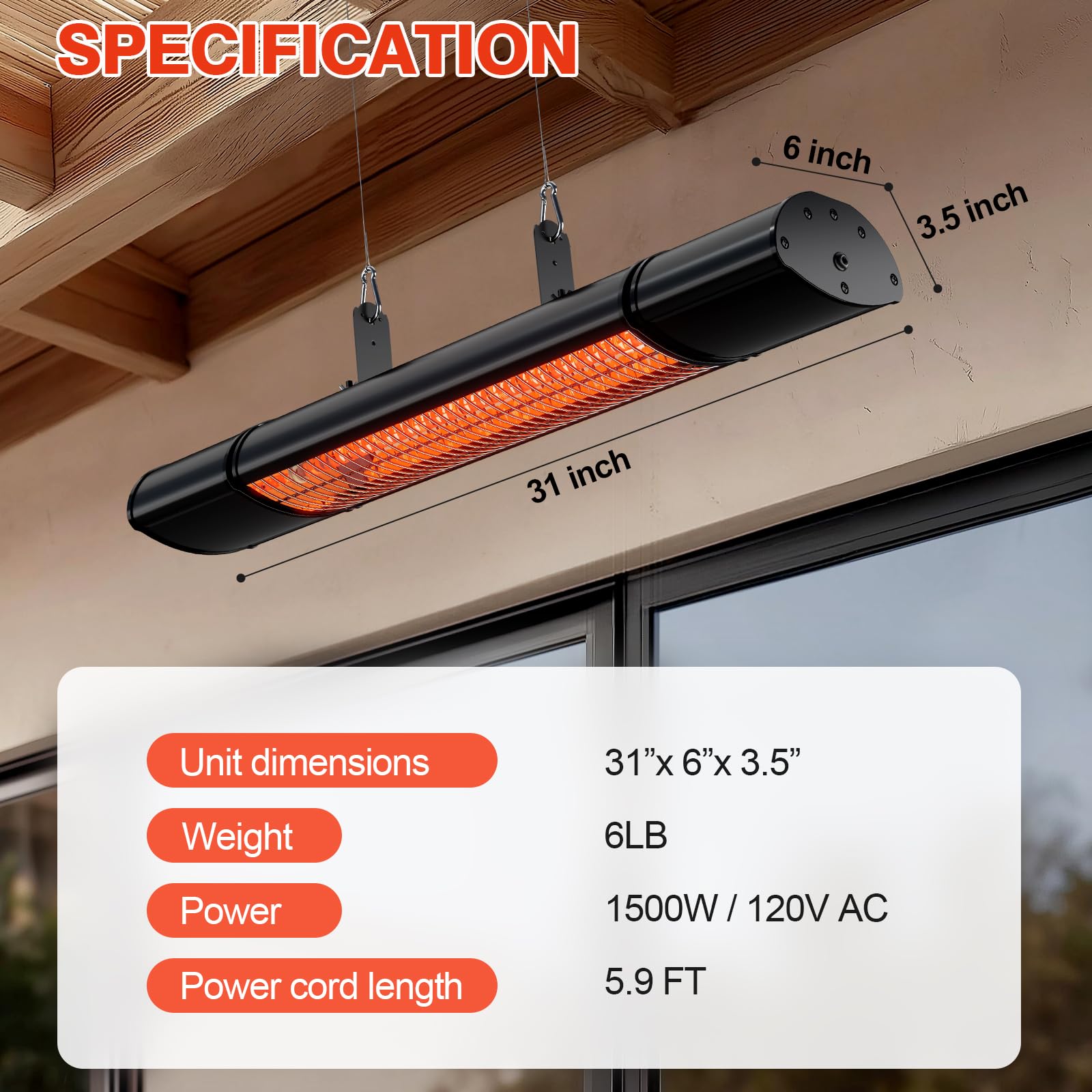 Colliford heater warming a nighttime patio scene, creates comfortable outdoor dining atmosphere