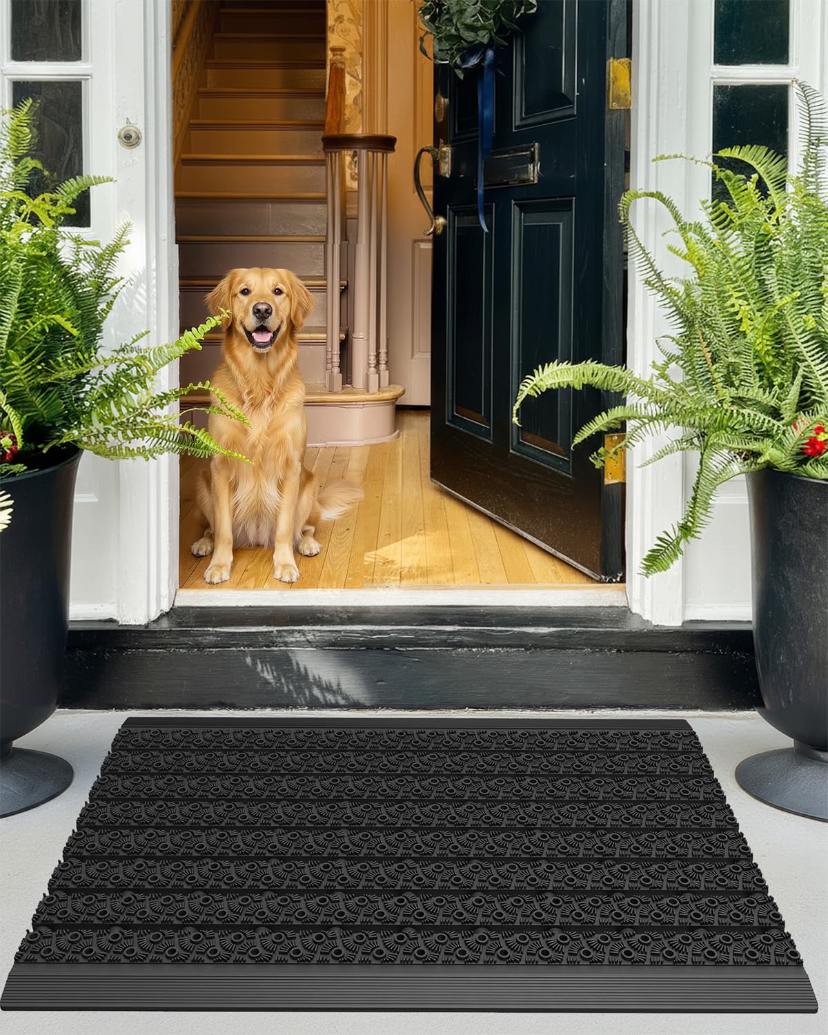 Color&Geometry mat in porch lifestyle scene enhancing curb appeal and durability