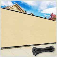 ColourTree front view of beige 6x50 fence screen showing full coverage and privacy benefit