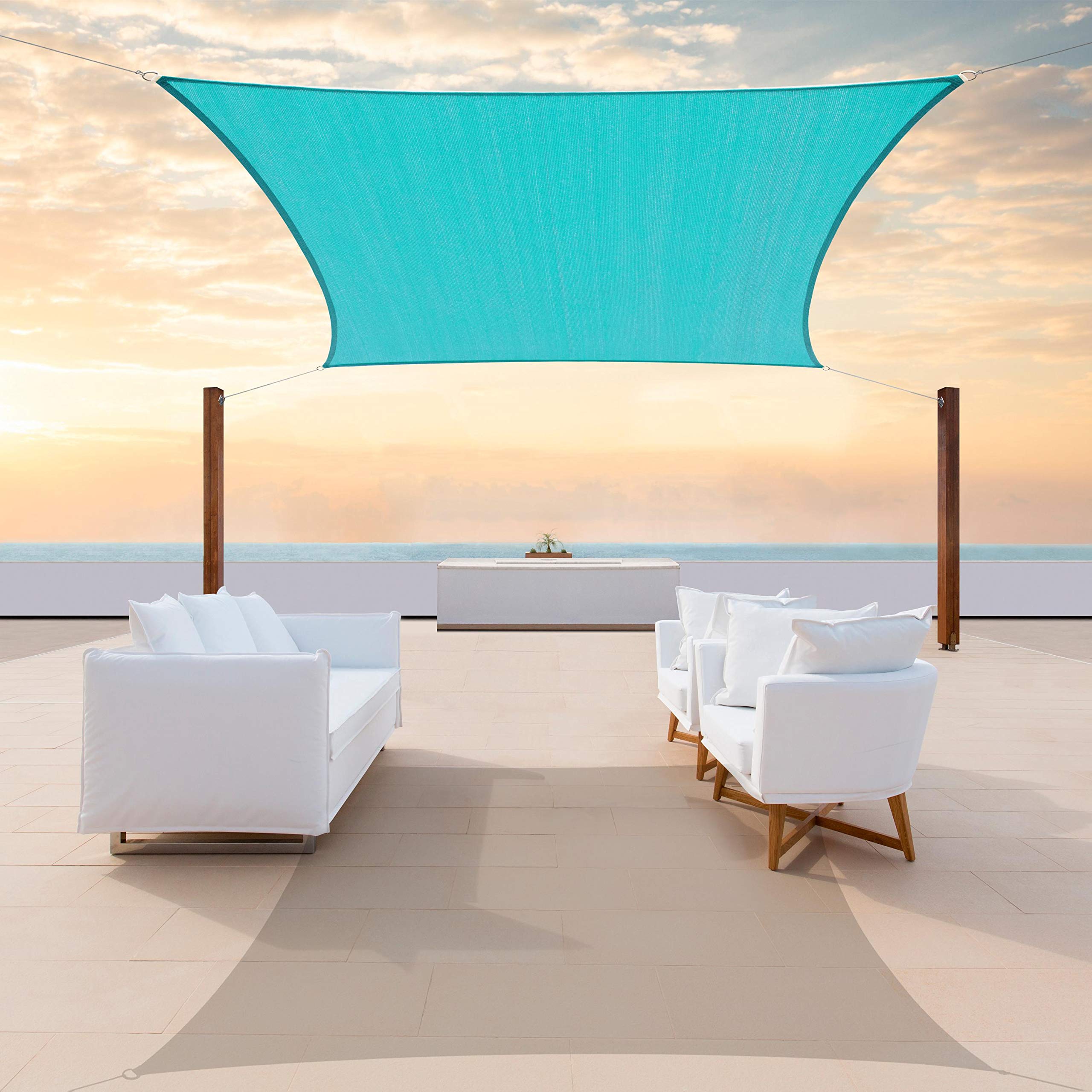 ColourTree front view of turquoise sail showing full shape and coverage benefit