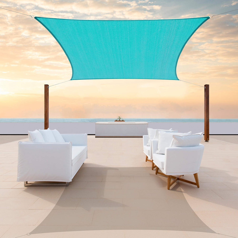 ColourTree front view of turquoise sail showing full shape and coverage benefit