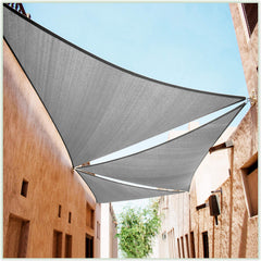 ColourTree front view of right-triangle shade sail showing clean coverage and UV reduction
