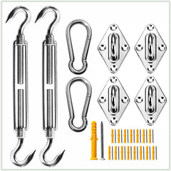 ColourTree components spread with turnbuckles hooks pad eyes and cables for easy identification