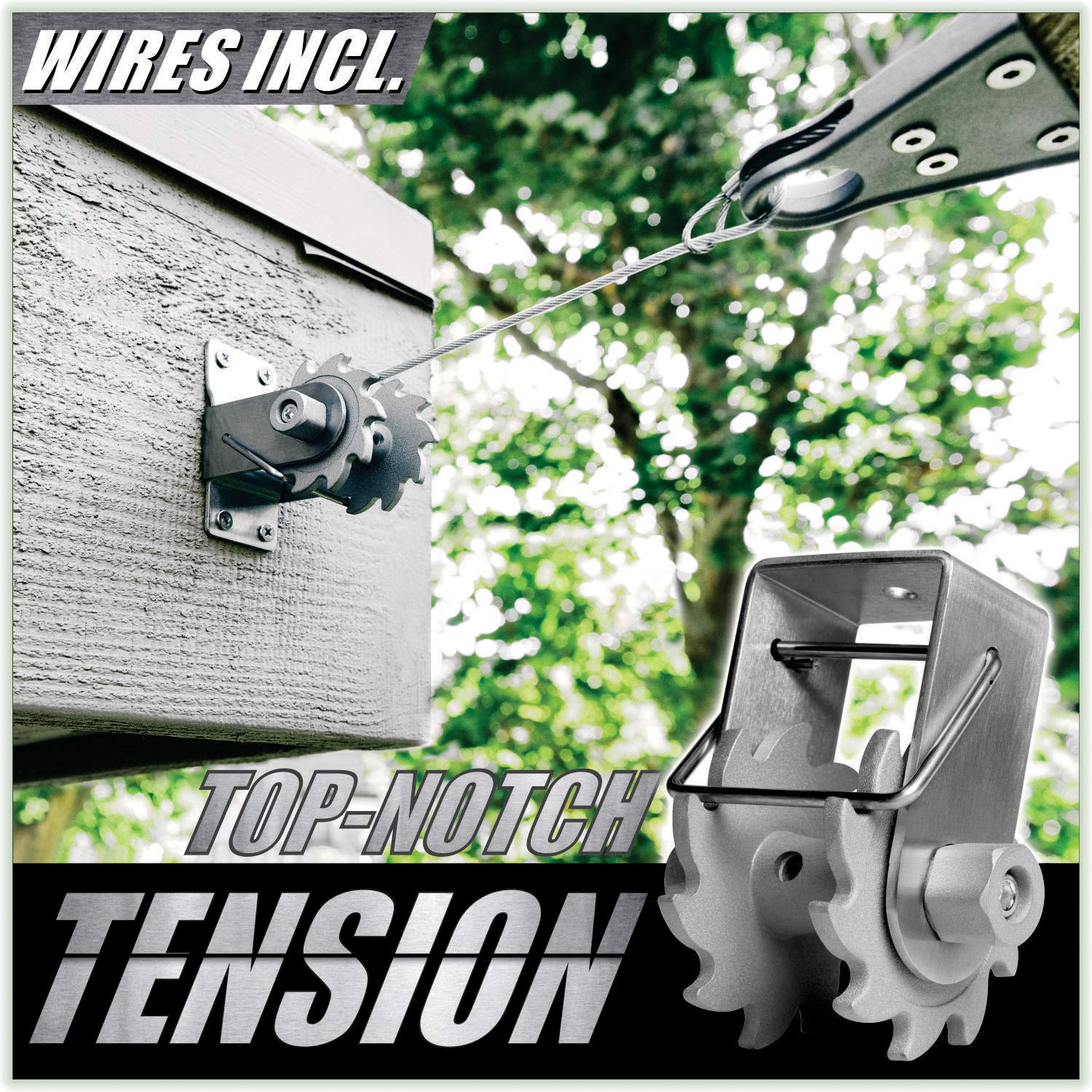 ColourTree winch mounted on patio post demonstrating easy-tensioning benefit