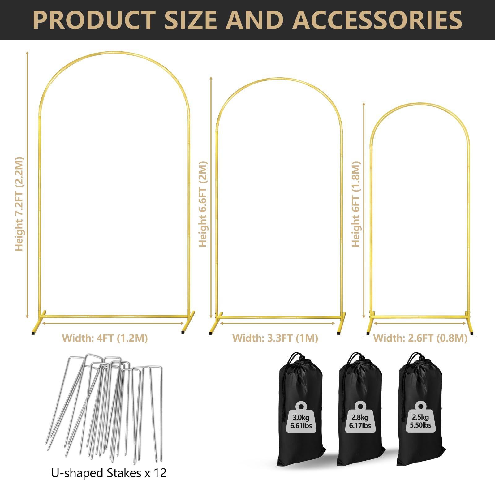 COLRASN height comparison with tape showing three arch size options