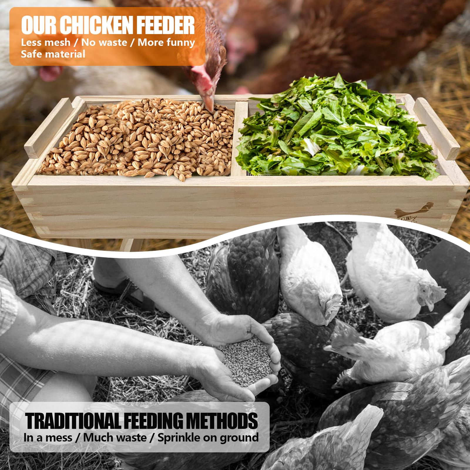 COLRASN close-up stainless wire mesh tray for dry, fresh feed benefit