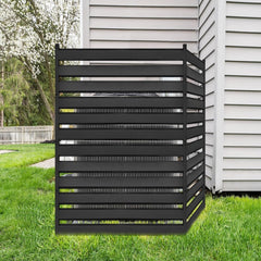 COLRASN front view of assembled black two-panel fence showing clean concealment