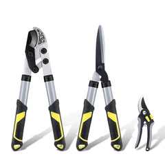 Colwelt front view of full 3-piece pruning set showing organized versatility