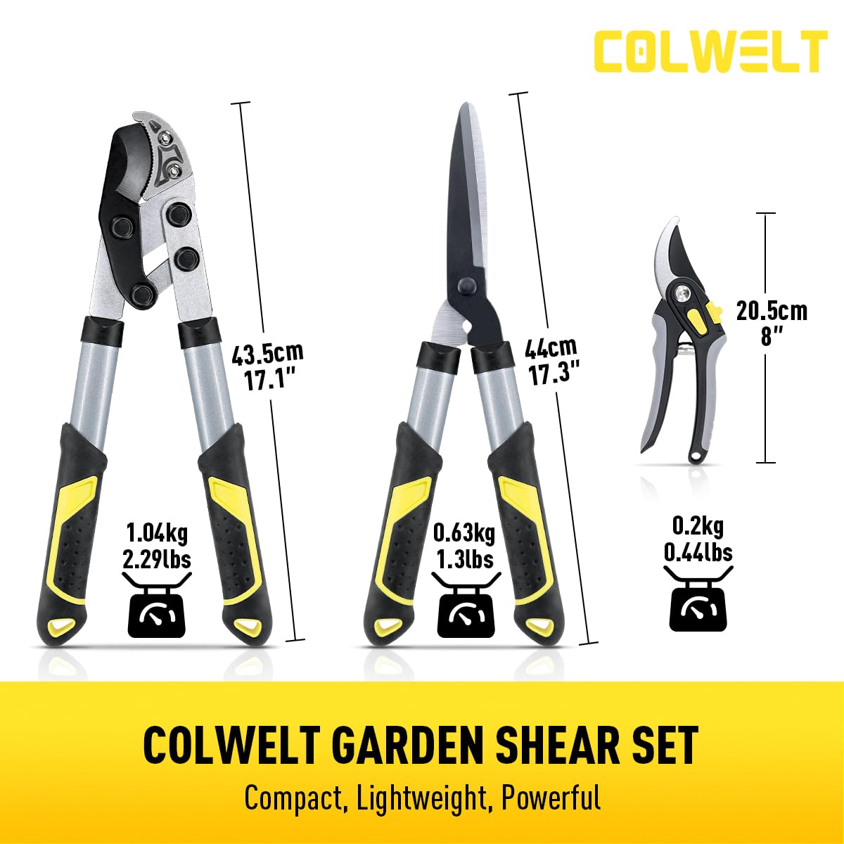 Colwelt hedge shears full-length view showing even blades for crisp shaping
