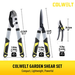 Colwelt hedge shears full-length view showing even blades for crisp shaping