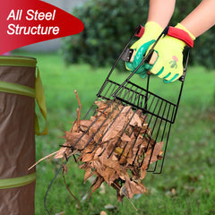 Colwelt scoops in use grabbing a large pile of wet and dry leaves