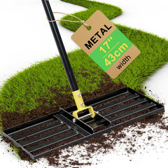 Colwelt front view of lawn leveling rake showing compact head and handle for precise control