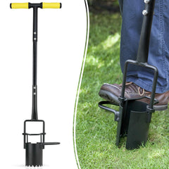 Colwelt front view of long-handle bulb planter showing sturdy frame and pedals for efficient planting