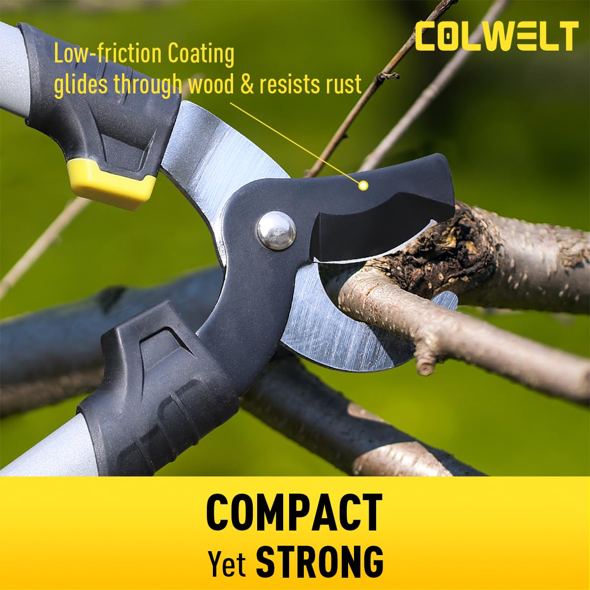 Colwelt mini loppers cutting a small branch providing controlled power