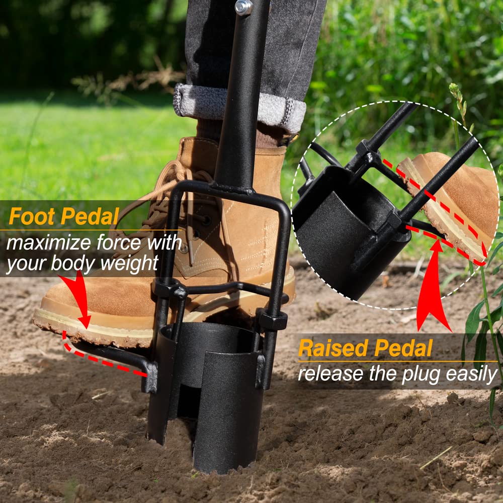 Colwelt planter in use with gardener standing to reduce back strain and speed planting