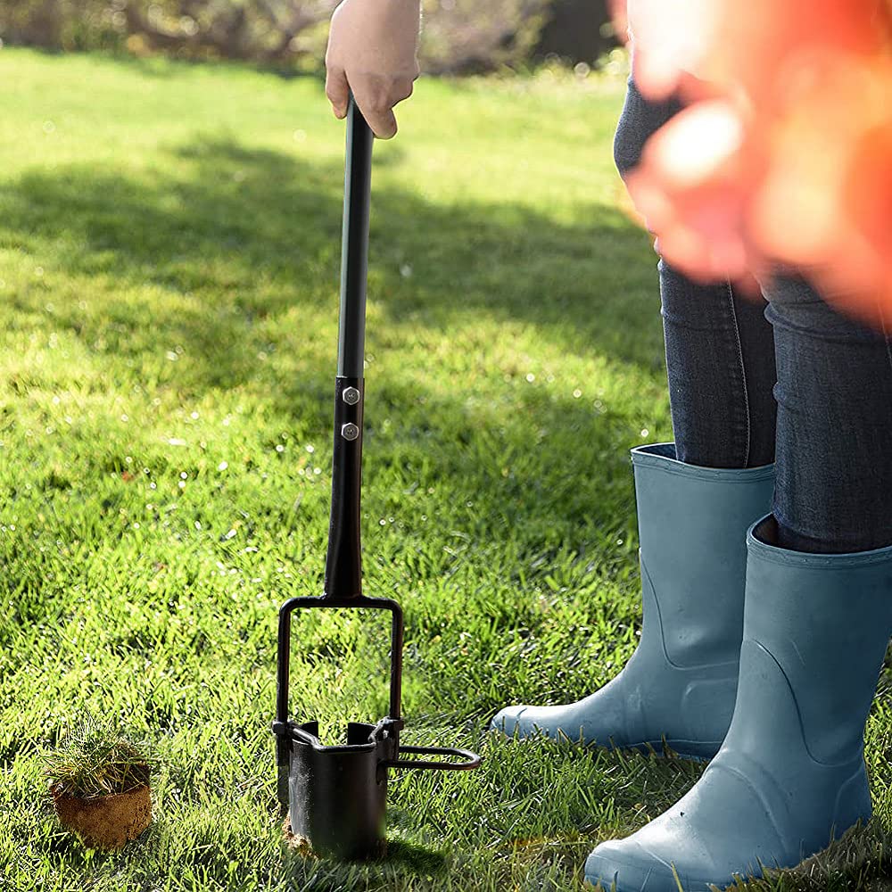 Colwelt planter on lawn with multiple bulb holes showing consistent spacing benefit