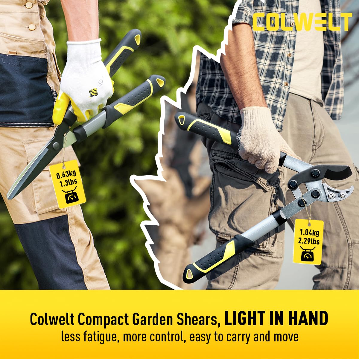 Colwelt pruning secateurs detail showing locking mechanism and precise cut