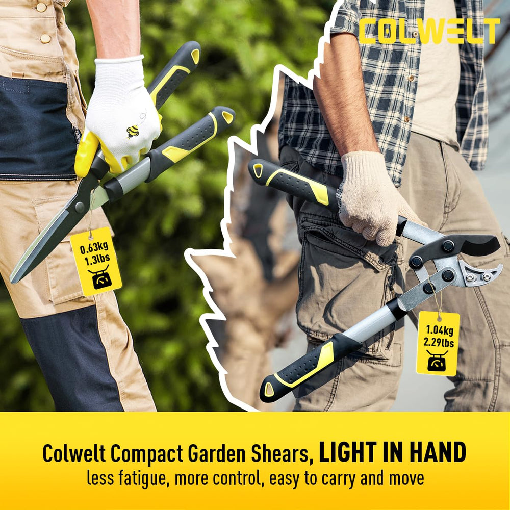 Colwelt pruning secateurs detail showing locking mechanism and precise cut