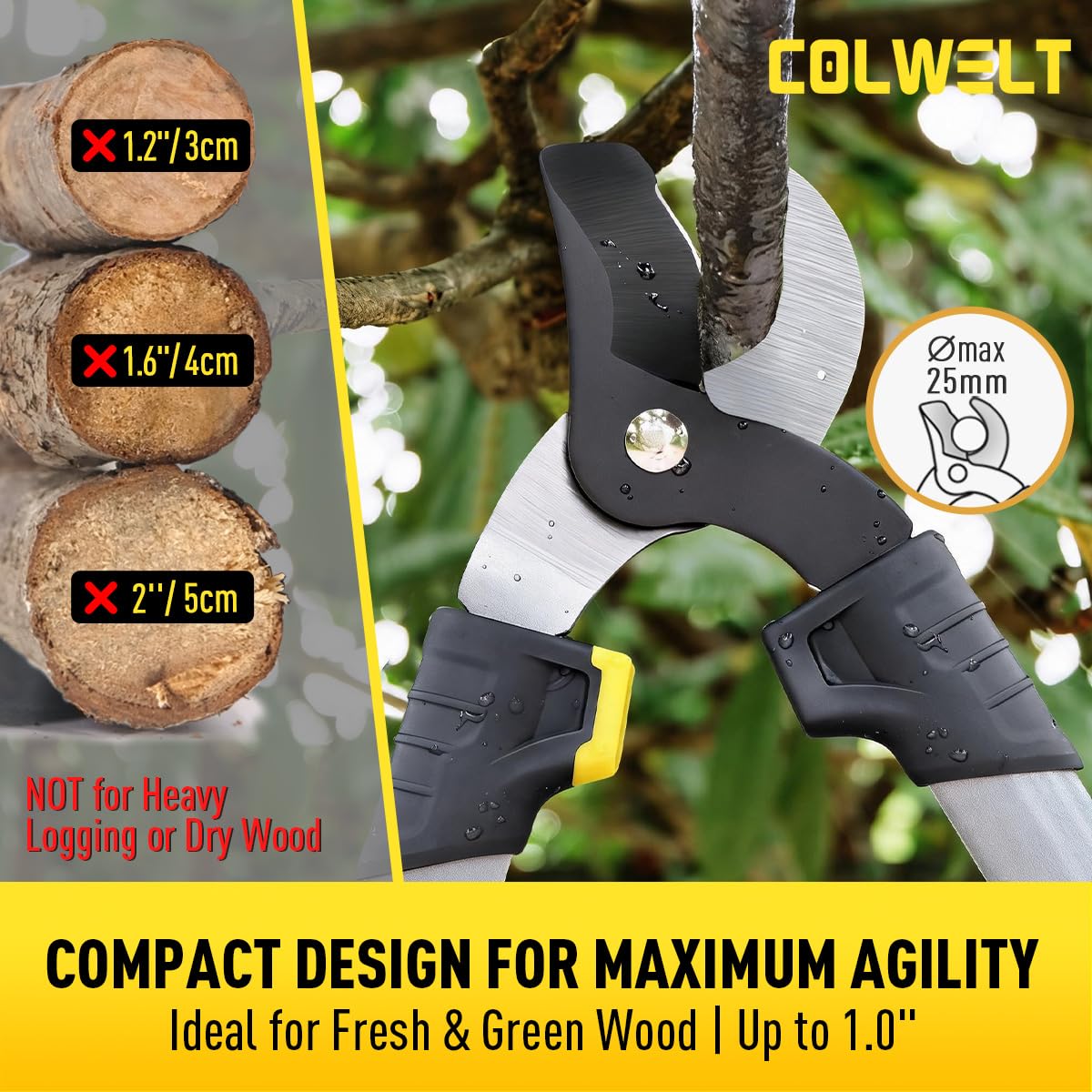 Colwelt pruning shears trimming a stem enabling accurate quick snips