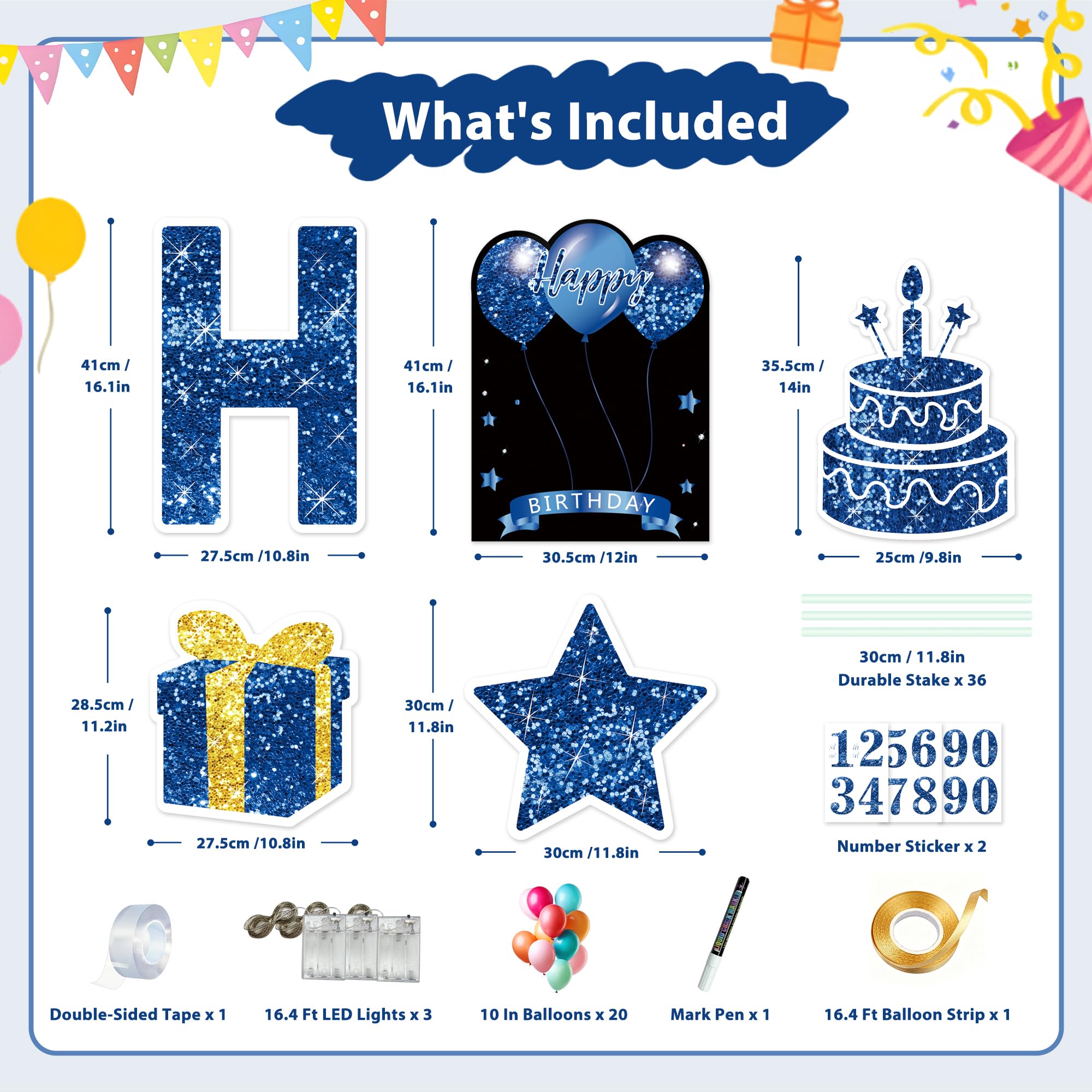 ComboJoy close-up of 16-inch blue centerpiece sign, clear lettering and durable material