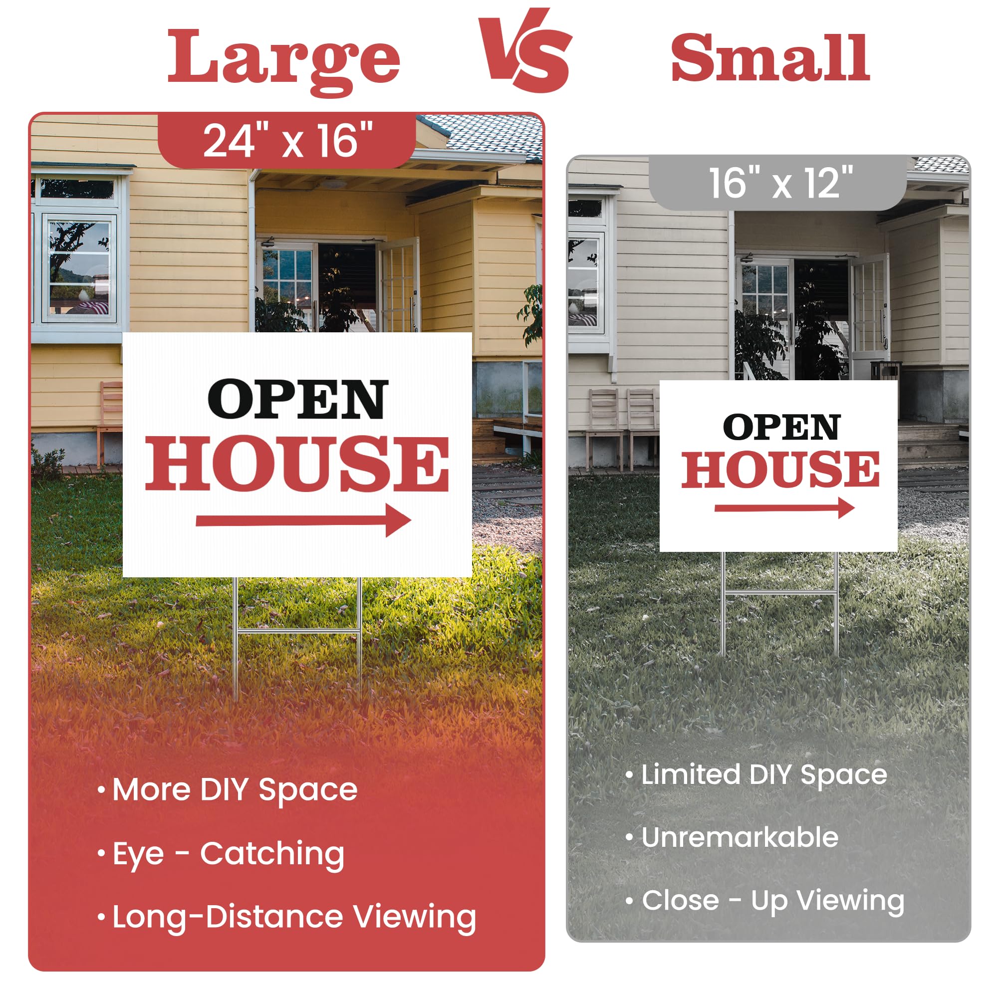 ComboJoy double-sided yard sign installed outdoors improving visibility both directions