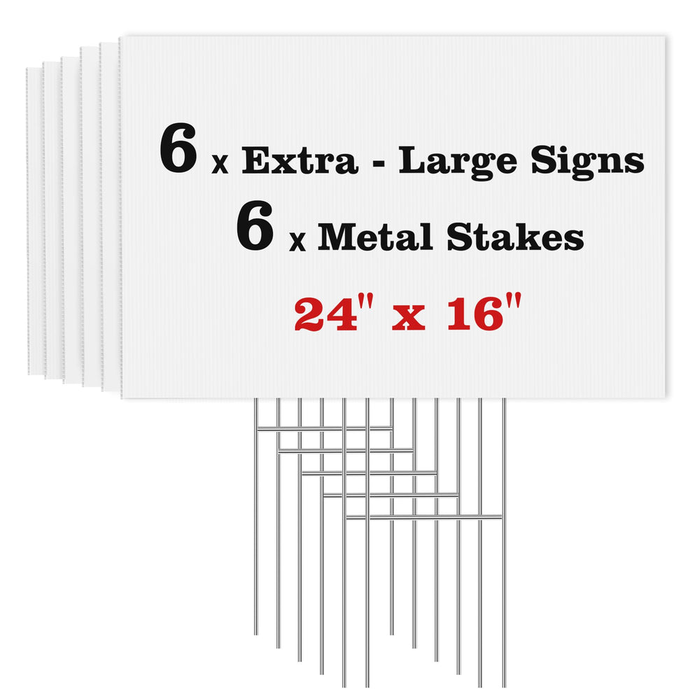 ComboJoy front view of six-pack blank yard signs showing large readable surface