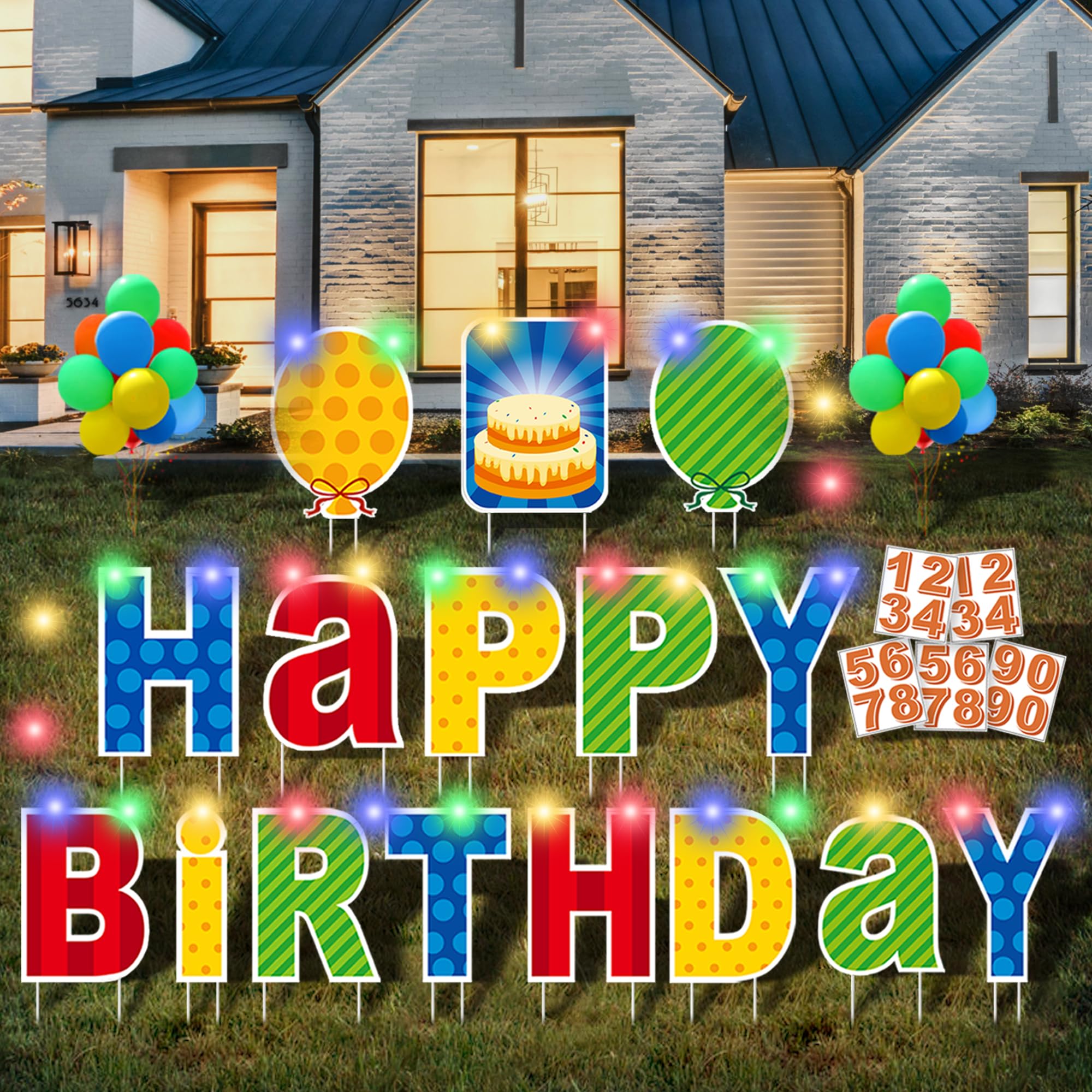 ComboJoy front view of assembled happy birthday sign showing bright colors and readability