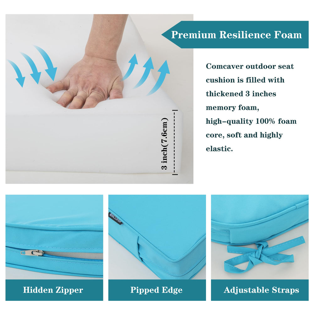 Comcaver adjustable strap detail keeping cushion secure on lounge frames