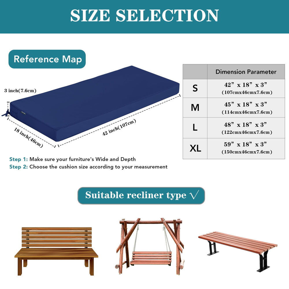 Comcaver tied cushion on bench showing two ties that prevent slipping